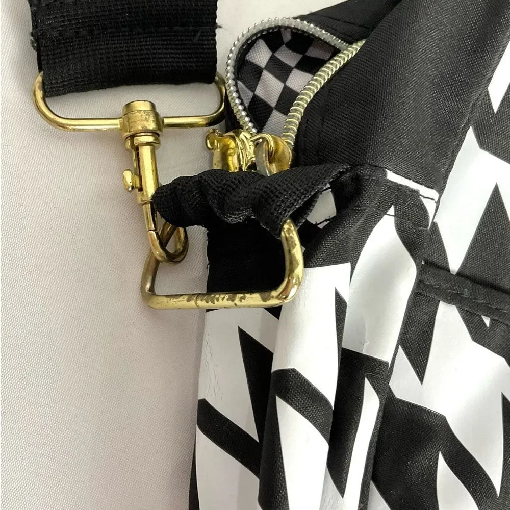 Harajuku Lovers Houndstooth Messenger Bag Black & White Laptop Shoulder Y2K